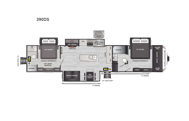 Representative floor plan provided by a trusted RVshare partner.