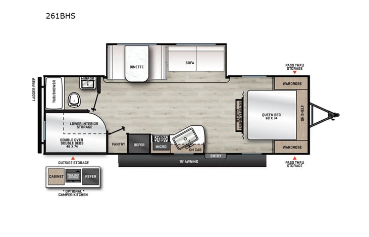 Representative floor plan provided by a trusted RVshare partner.