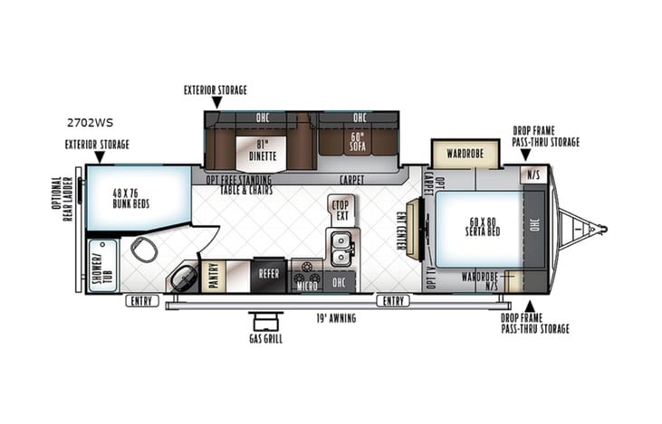 Representative floor plan provided by a trusted RVshare partner.