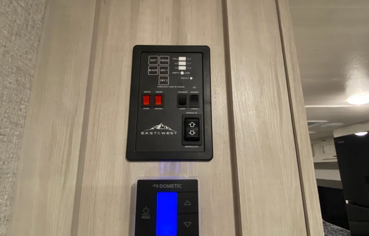 Control center - everything you need located at next to the door - on the side of the cabinet above the sink.