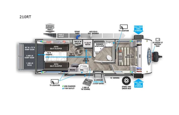 Representative floor plan provided by a trusted RVshare partner.