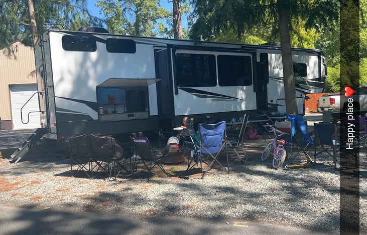 Back door leads directly to the second bathroom! Pass the bathroom is the bunk house, includes are loft bunks with a pull out queen sofa.