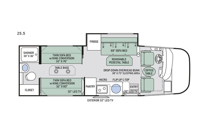 Representative floor plan provided by a trusted RVshare partner.