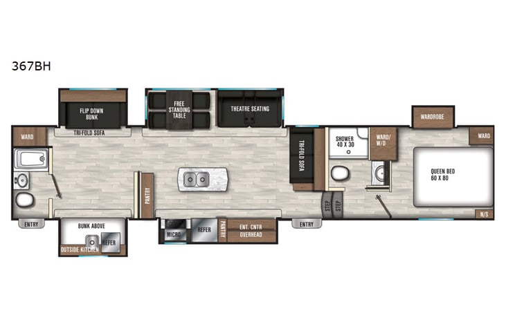 Representative floor plan provided by a trusted RVshare partner.