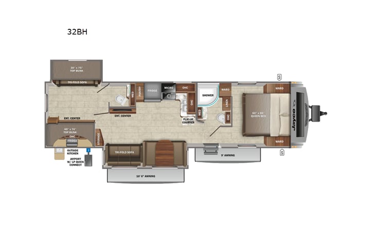 Representative floor plan provided by a trusted RVshare partner.
