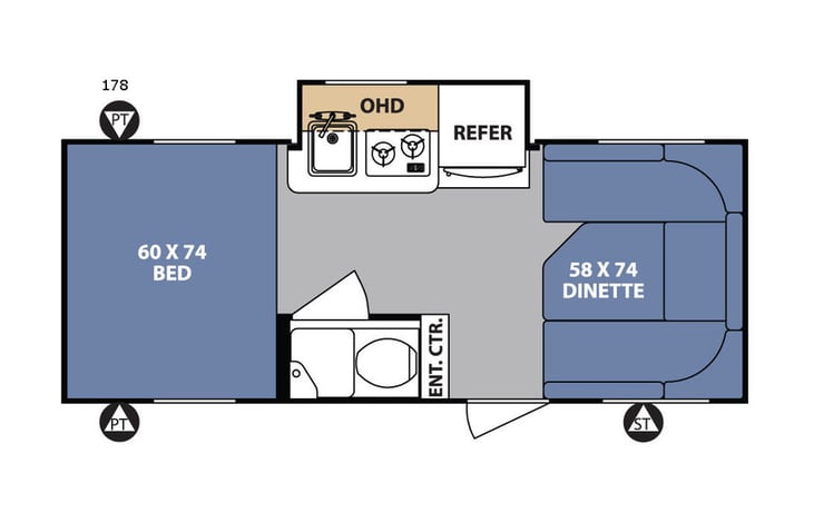 Representative floor plan provided by a trusted RVshare partner.