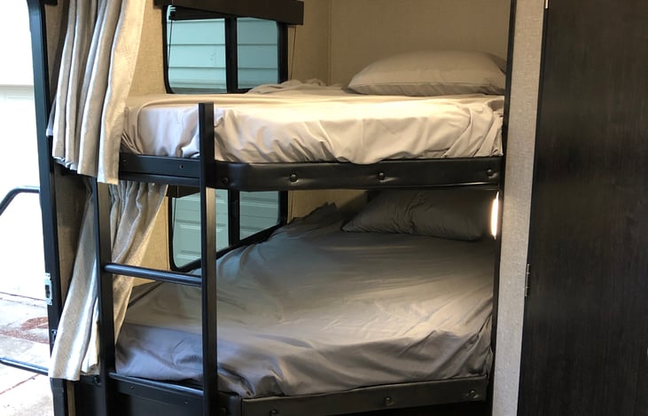 Full size bunk beds with memory foam toppers