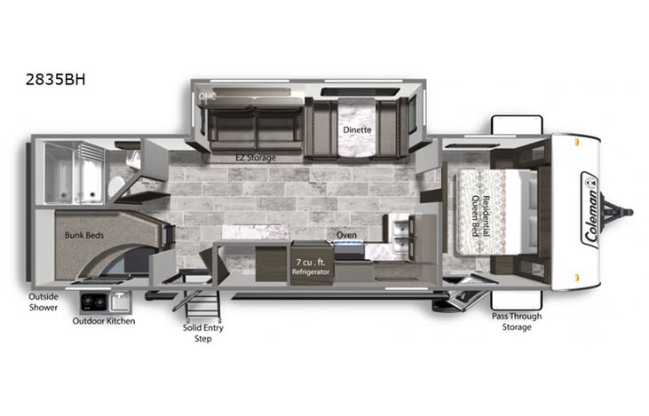 Representative floor plan provided by a trusted RVshare partner.