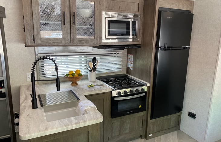 Kitchen ft. full size fridge/freezer