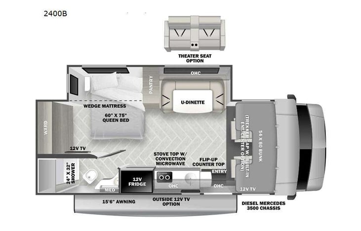 Representative floor plan provided by a trusted RVshare partner.