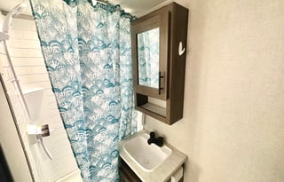 Fully furnished travel trailer for a small family.