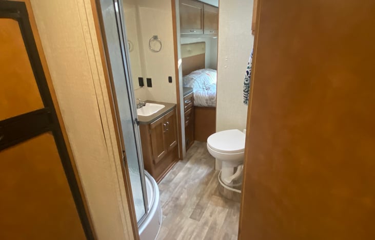 Bathroom with 2nd door into the bedroom