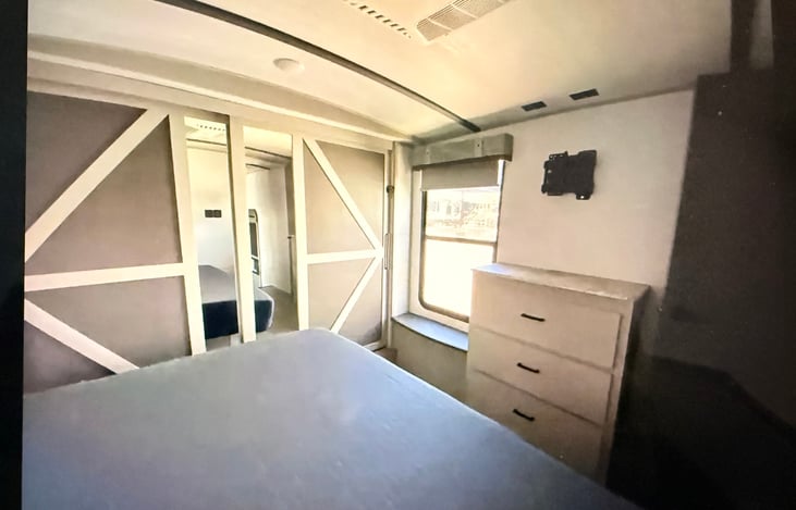 A TV can be added in the master bedroom upon request, with a one-time $35 charge.