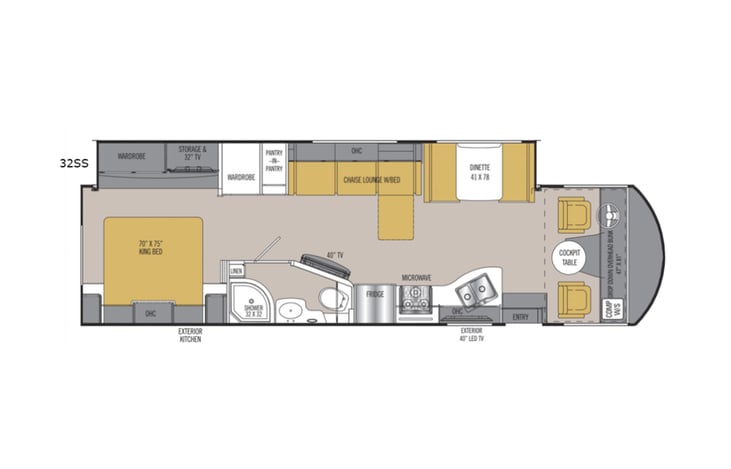 Representative floor plan provided by a trusted RVshare partner.