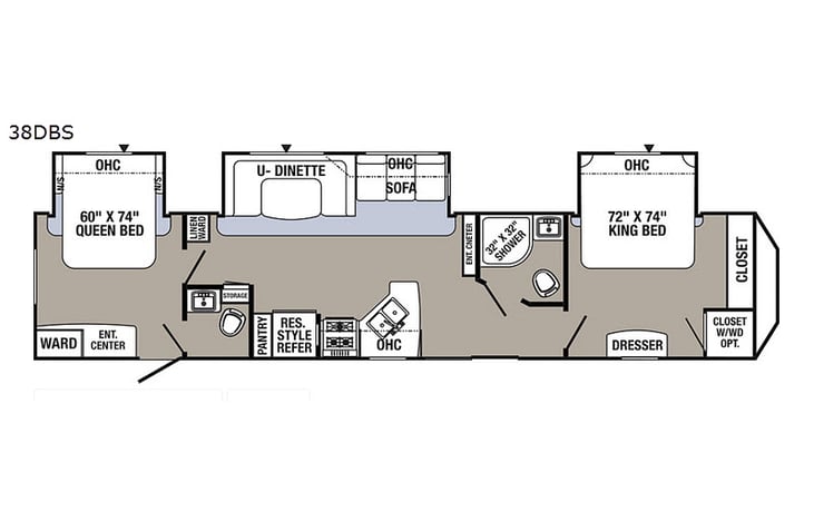 Representative floor plan provided by a trusted RVshare partner.