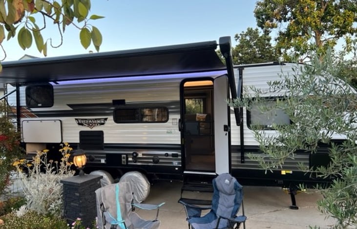 Brand new awning and ambiance lighting perfect for evenings.