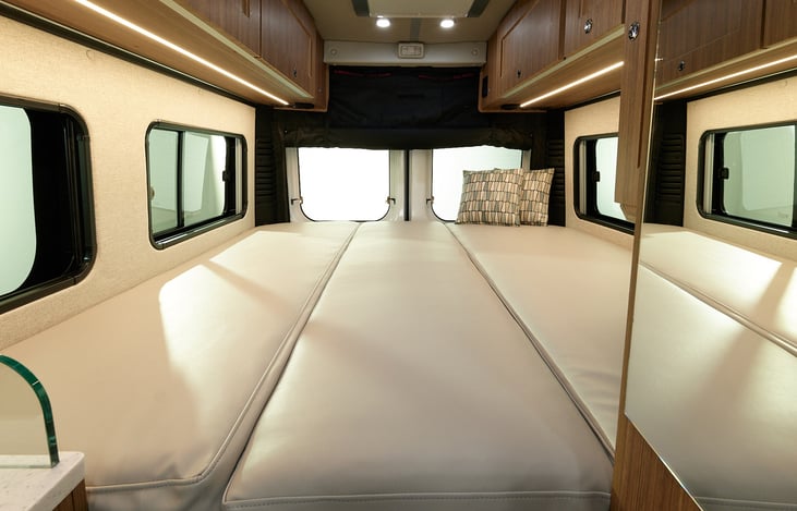 Twin beds convert to a king size bed.