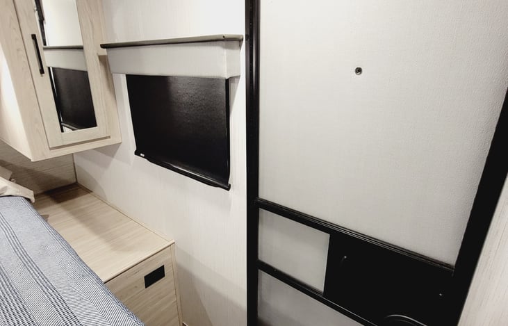 MCD black roller shades.