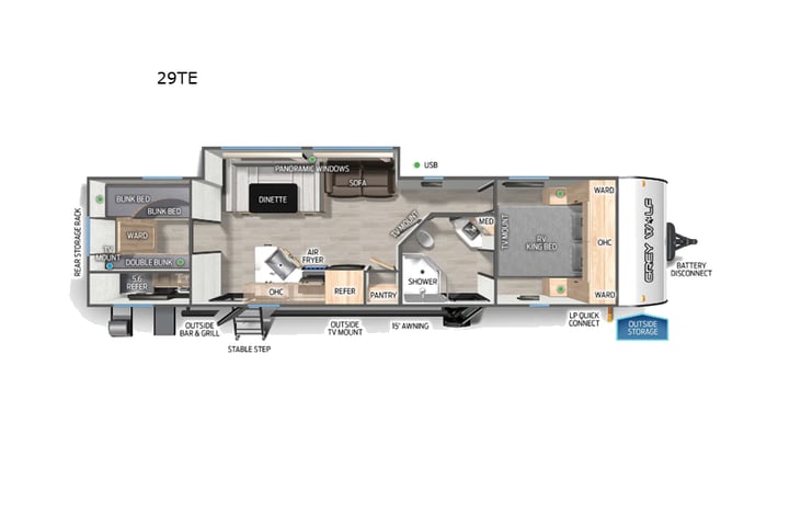 Representative floor plan provided by a trusted RVshare partner.