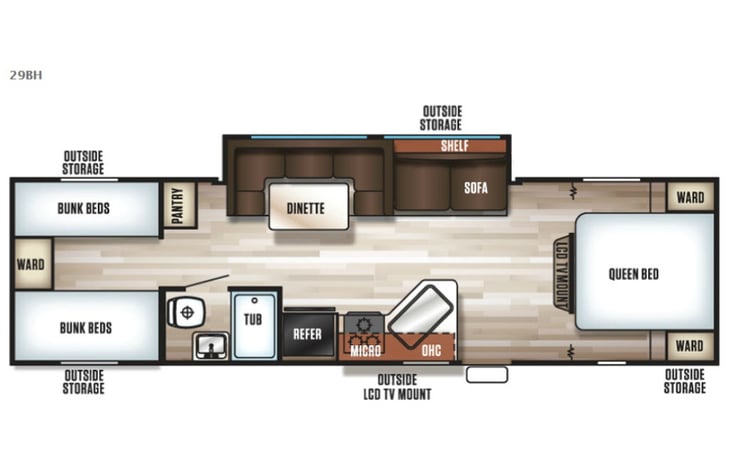 Representative floor plan provided by a trusted RVshare partner.