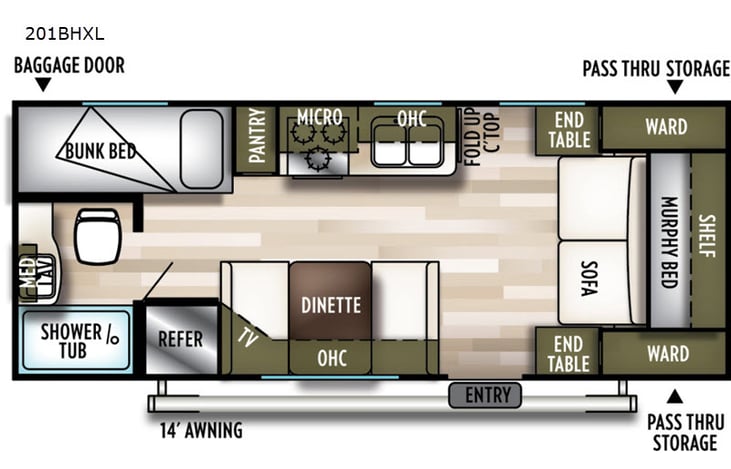 Representative floor plan provided by a trusted RVshare partner.