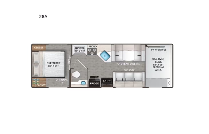 Representative floor plan provided by a trusted RVshare partner.