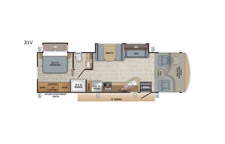 Representative floor plan provided by a trusted RVshare partner.