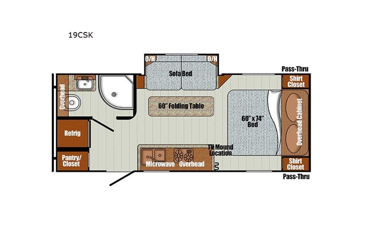 Representative floor plan provided by a trusted RVshare partner.