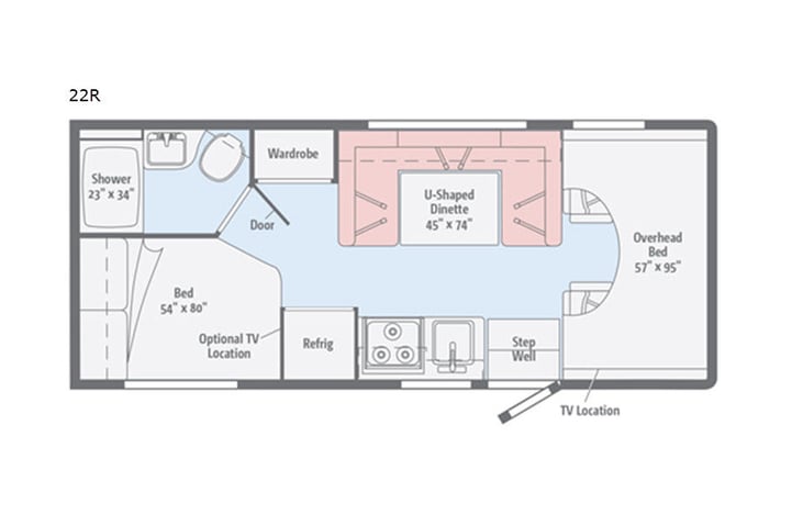 Representative floor plan provided by a trusted RVshare partner.