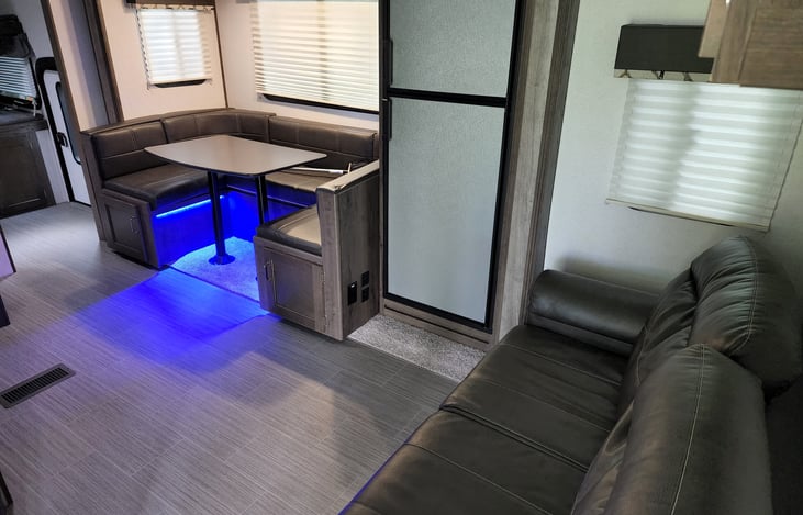 Main living area with black lights for night lights, we use it for the kids so they can make their way to the bathroom.