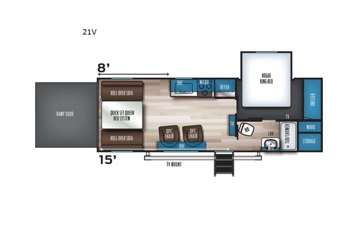 Representative floor plan provided by a trusted RVshare partner.