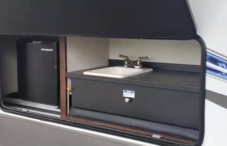 Outdoor MINI refrigerator & freezer with outdoor sink