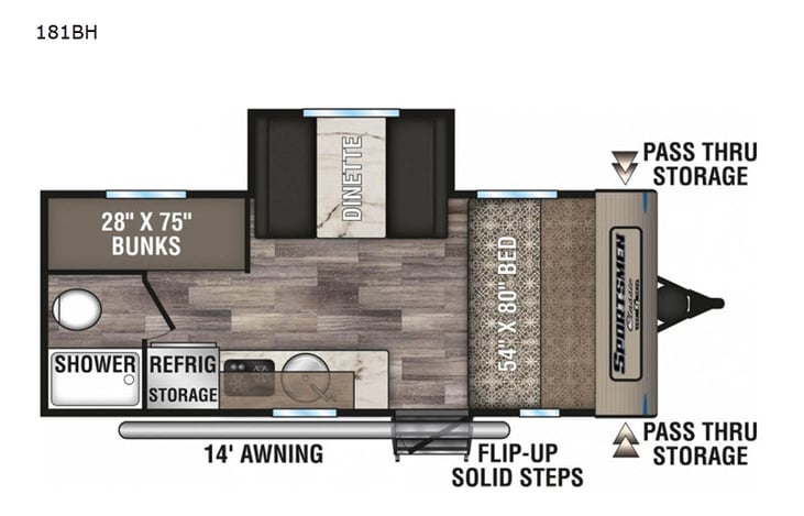 Representative floor plan provided by a trusted RVshare partner.