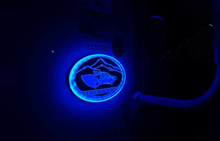 the wolf pup emblem illuminates with the flip of a switch