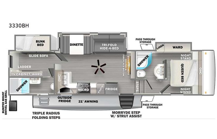 Representative floor plan provided by a trusted RVshare partner.
