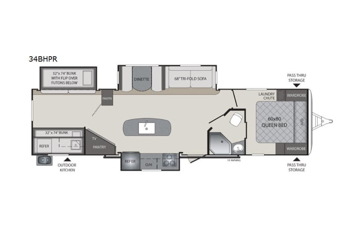 Representative floor plan provided by a trusted RVshare partner.