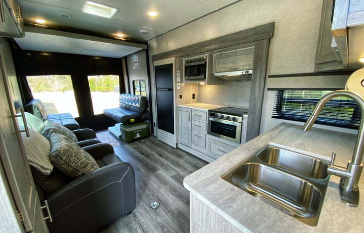 Living space flows in to the outside patio