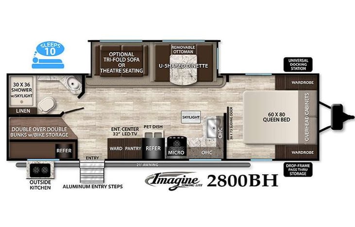 Representative floor plan provided by a trusted RVshare partner.