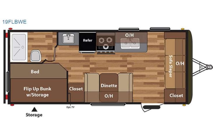 Representative floor plan provided by a trusted RVshare partner.
