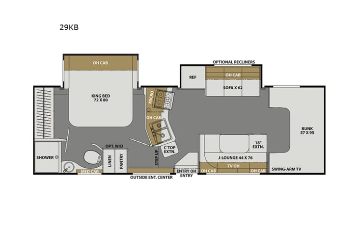 Representative floor plan provided by a trusted RVshare partner.