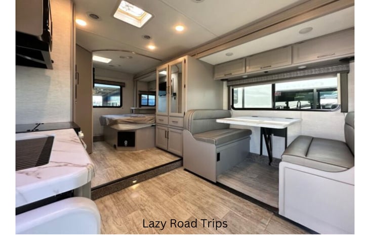 This RV is so spacious you will never feel penned in or claustrophobic. It actually has more room than most ship cabins.