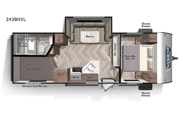 Representative floor plan provided by a trusted RVshare partner.