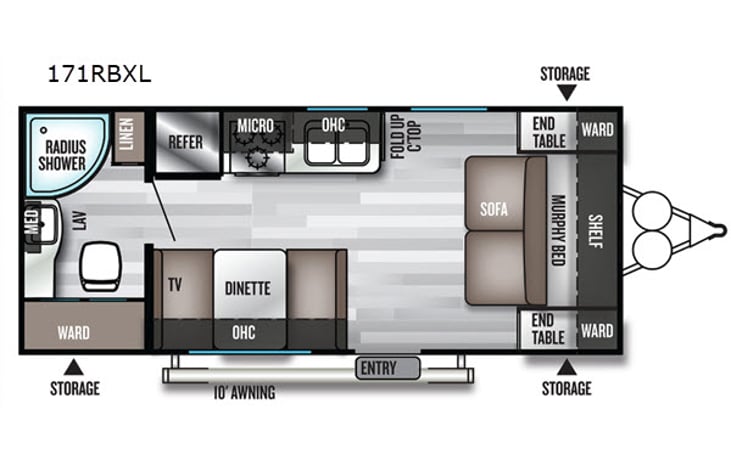 Representative floor plan provided by a trusted RVshare partner.