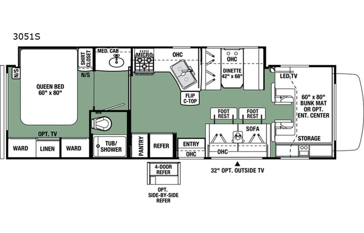 Representative floor plan provided by a trusted RVshare partner.