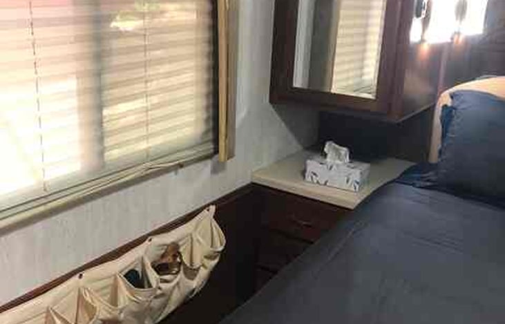 Roomy bedroom with plenty of storage - including shoe holders!
