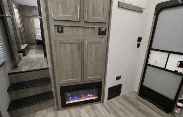 Stairs lead to the full bathroom and master bedroom.
