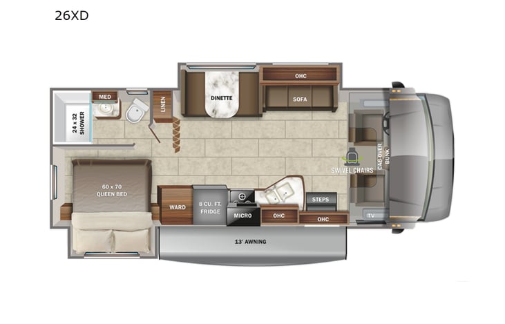 Representative floor plan provided by a trusted RVshare partner.