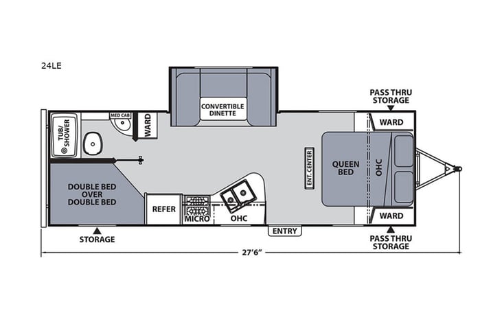 Representative floor plan provided by a trusted RVshare partner.
