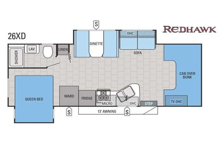 Representative floor plan provided by a trusted RVshare partner.