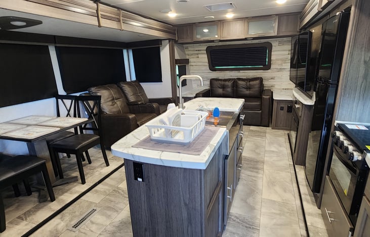 kitchen and living area